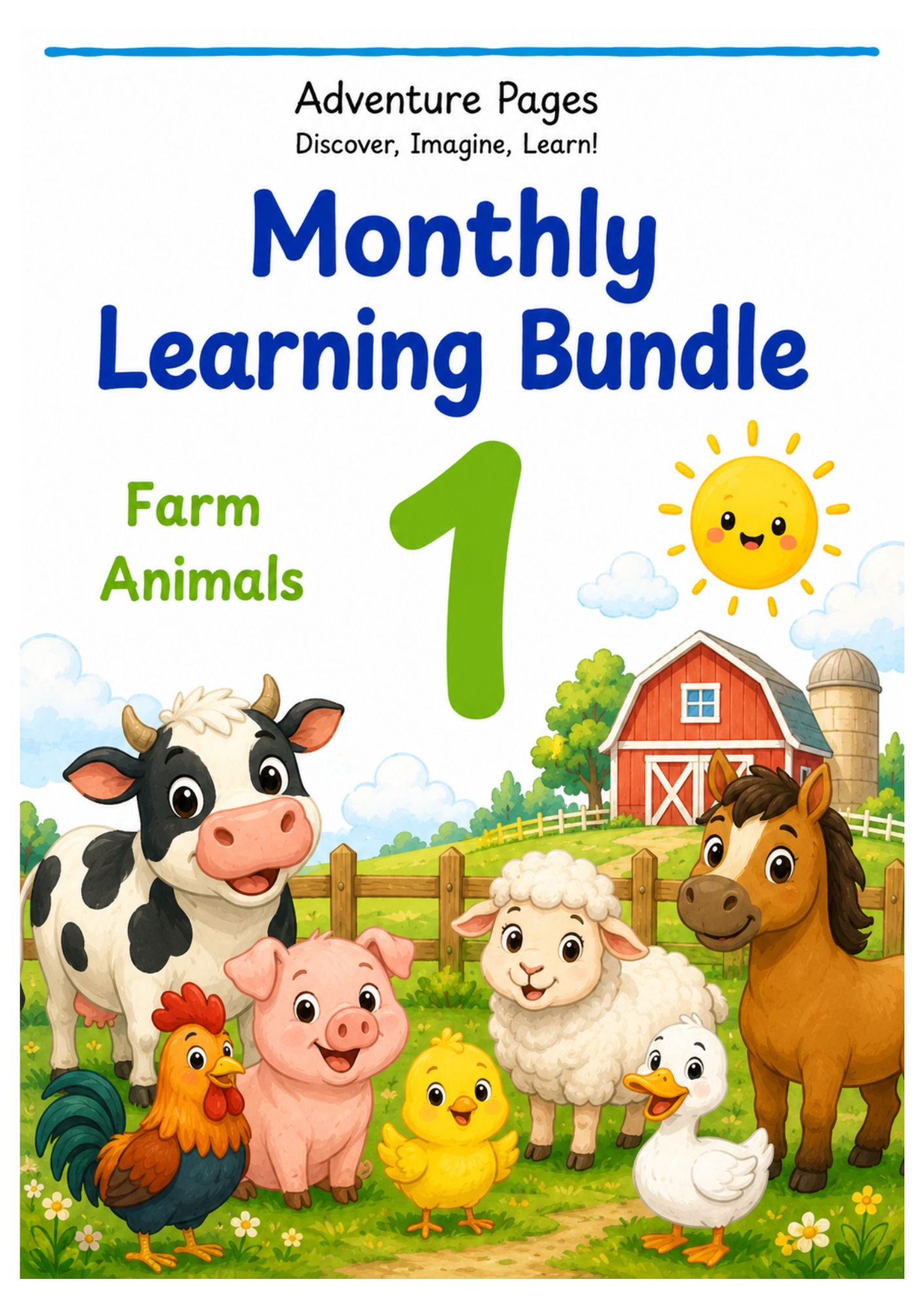 Adventure Pages Month 1: Farm Animals | Preschool Learning Activities | Printable Toddler Worksheets | Ages 3–5