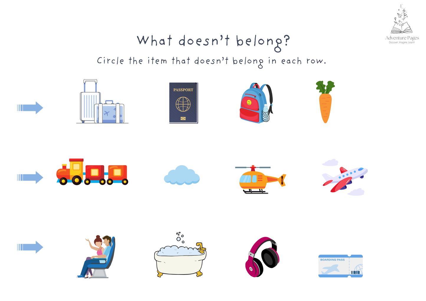 Plane Trip Activity Pages