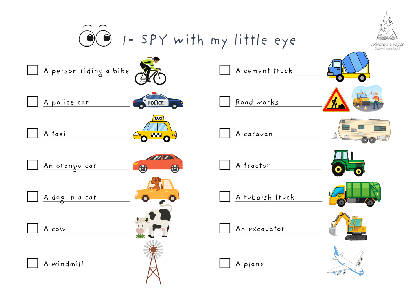 Road Trip Activity Pages