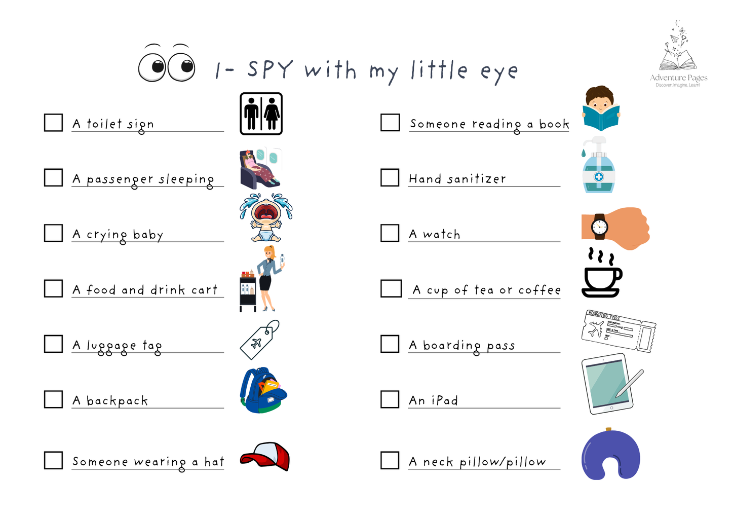 Plane Trip Activity Pages