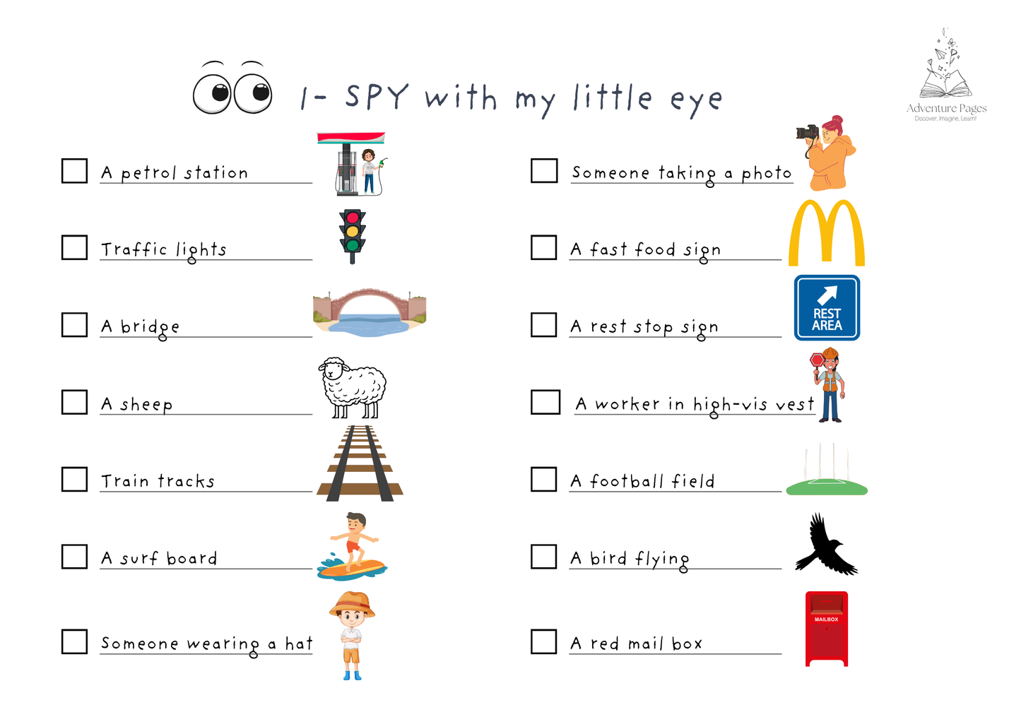 Road Trip Activity Pages