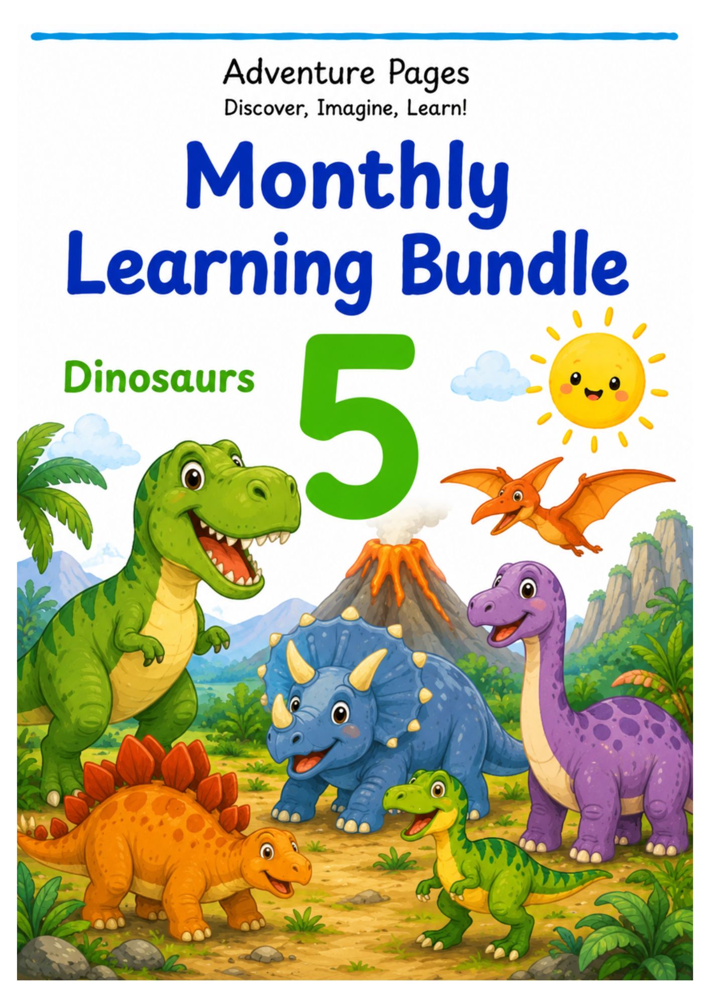 Adventure Pages Month 5: Dinosaurs | Dinosaur Preschool Activities | Printable Dinosaur Worksheets | Ages 3–5