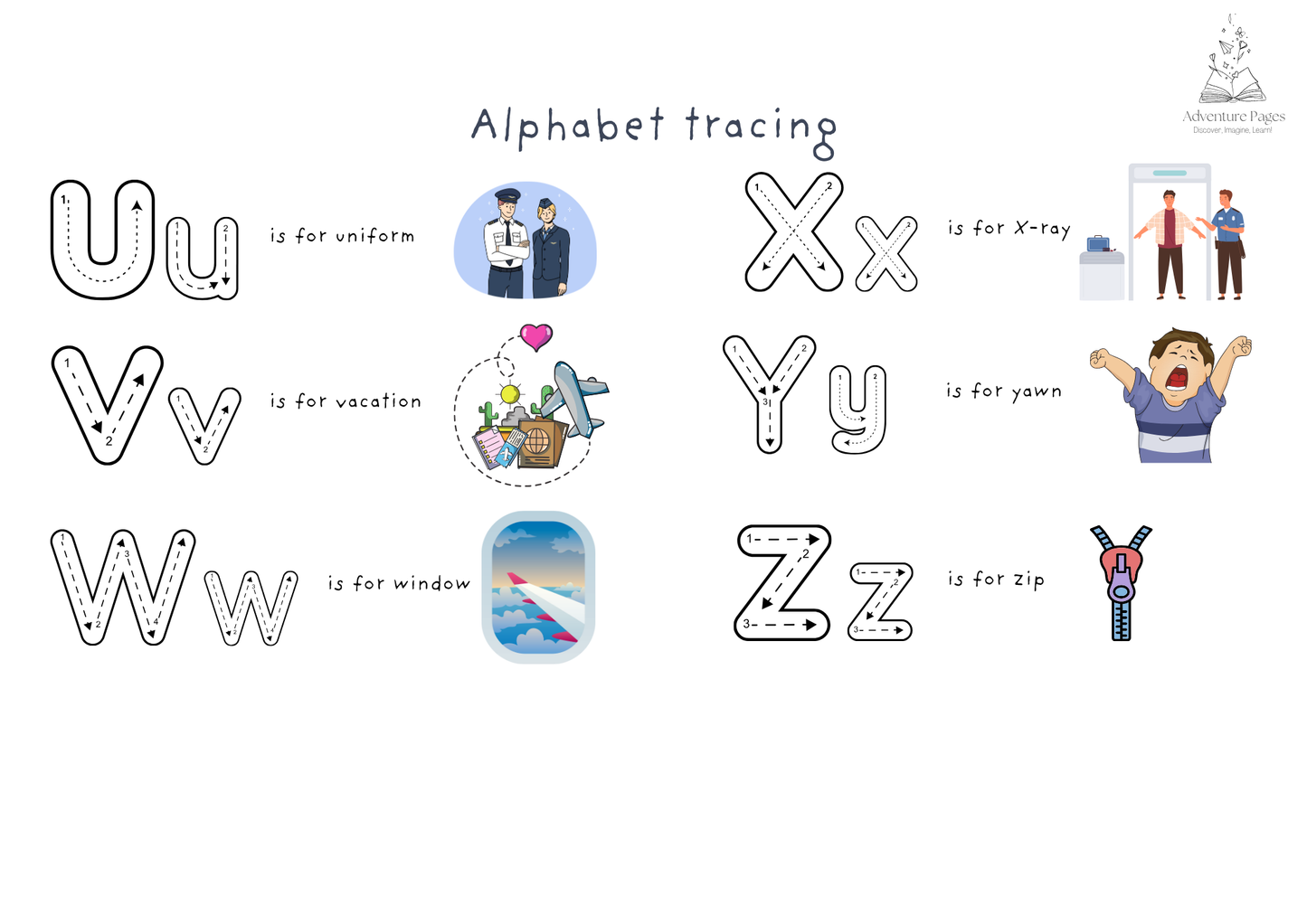 Plane Trip Activity Pages